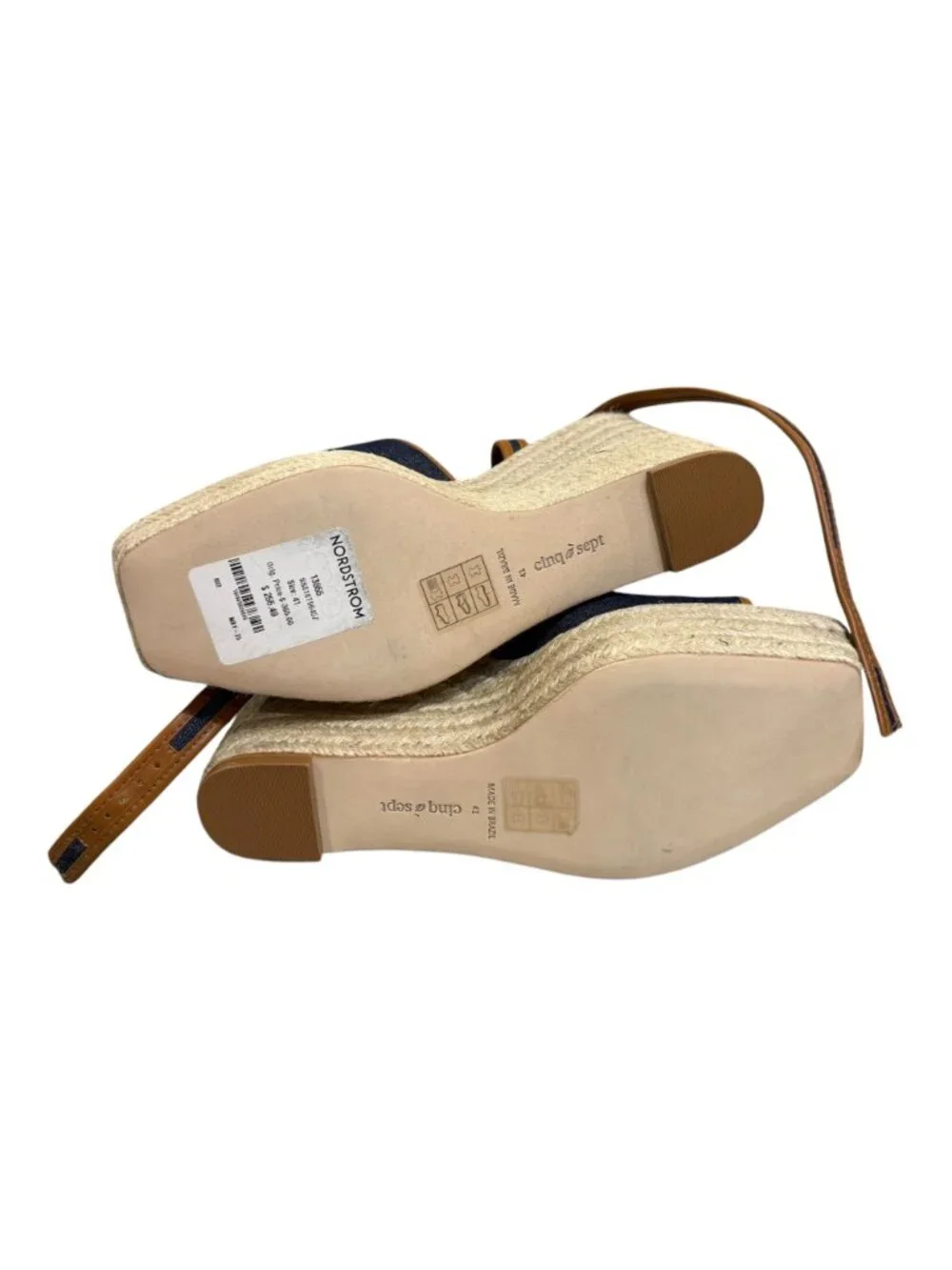 Cinq À Sept Jesse Canvas Espadrille Wedge Sandals Size 41 New